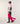 Striped V-neck sweater in merino wool - Pearl Pink