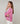 Jersey tricolor con cuello redondo en lana merino - Candy Pink