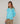 Conjunto twin de seda con cuello redondo - Azul Turquesa